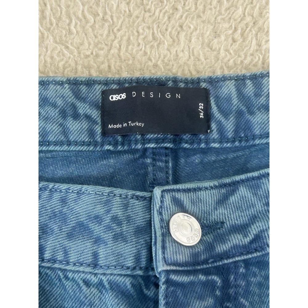 ASOS‎ Design Baggy Skater Jeans Mens Size 36X32 Teal Wash Carpenter Grunge Denim